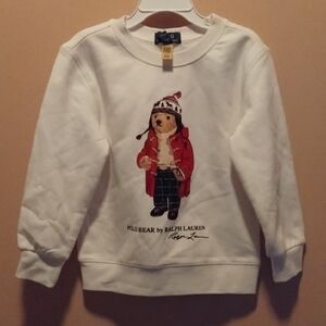 Ralph Lauren Kids White Sweatshirt with Polo Bear